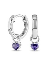 beautiful silver cubic zirconia heart February birthstone baby earrings